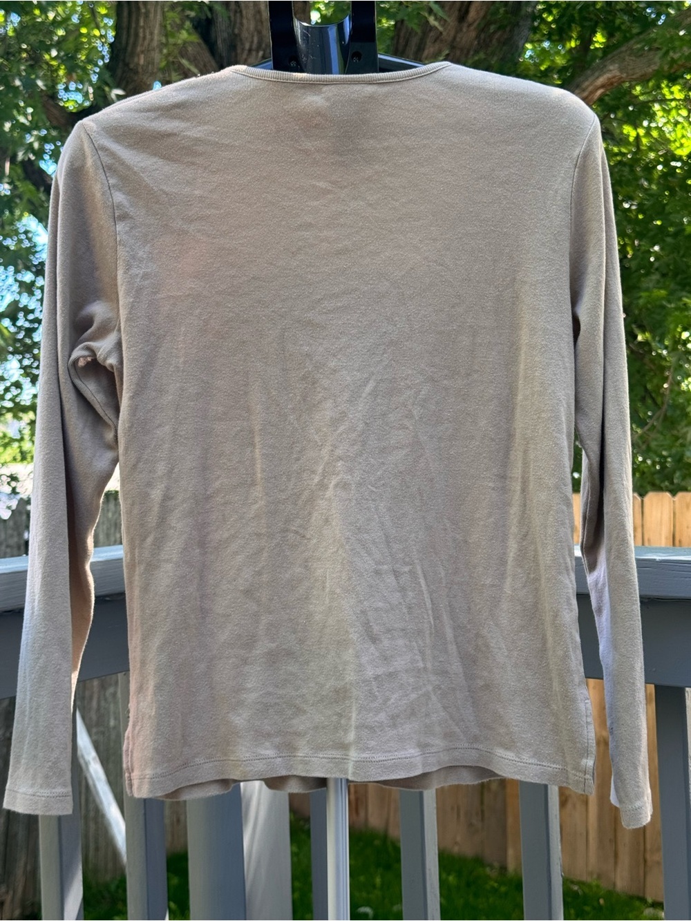 Fashion Bug Beige Long Sleeve Top with Beaded V-Neck - Picture 4 of 4